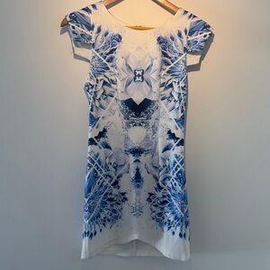 Floral Blue and White Mini Dress